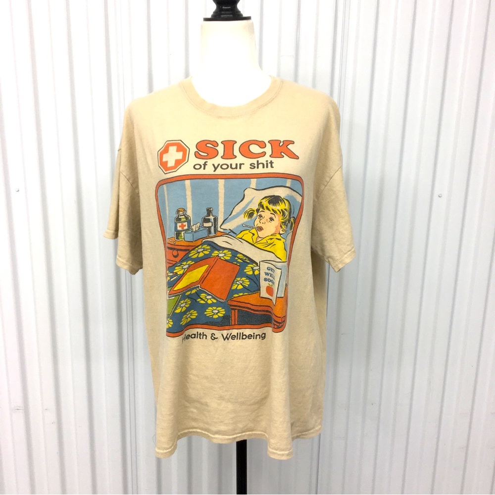Steven Rhodes Beige Graphic Tee Size: XL